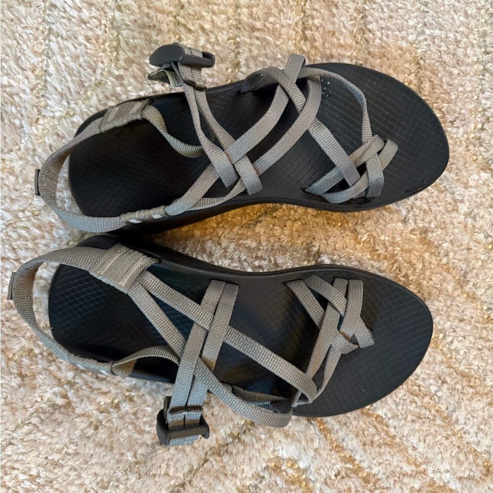 Chaco Gray Sandals with Adjustable Straps and Textured Sole
